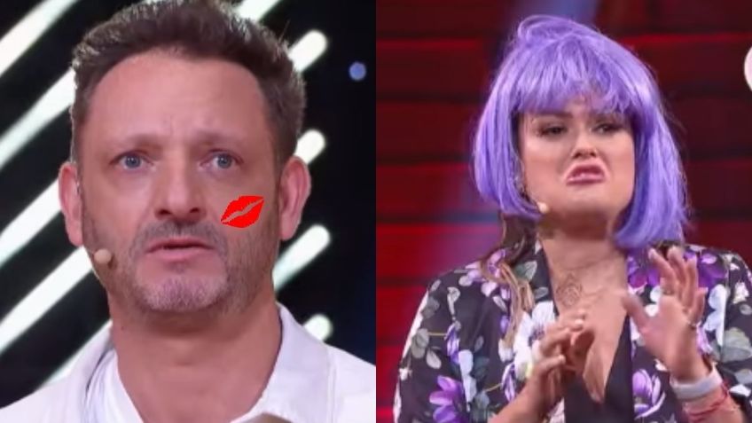 Me Caigo de Risa: Ricardo Fastlicht le da un 'beso de arañita' a Mariana Echeverría en pleno show