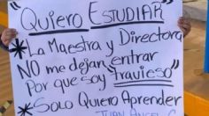 "Sólo quiero aprender": Niño protesta en Sonora porque no lo dejan entrar a clases "por travieso" | FOTO