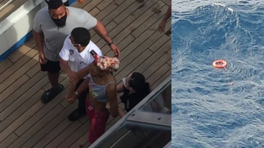 El escalofriante momento en que una mujer salta de un crucero y se pierde en el mar | VIDEO