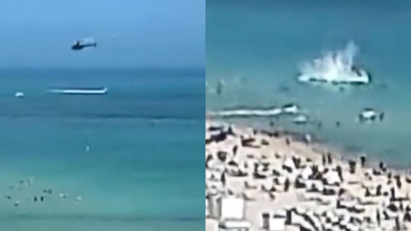 Espeluznante momento en Miami Beach: Un helicóptero se estrella junto a la playa y alerta a los bañistas | VIDEO