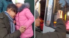 El desgarrador momento en que un padre se despide entre lágrimas de su hija en Ucrania | VIDEO