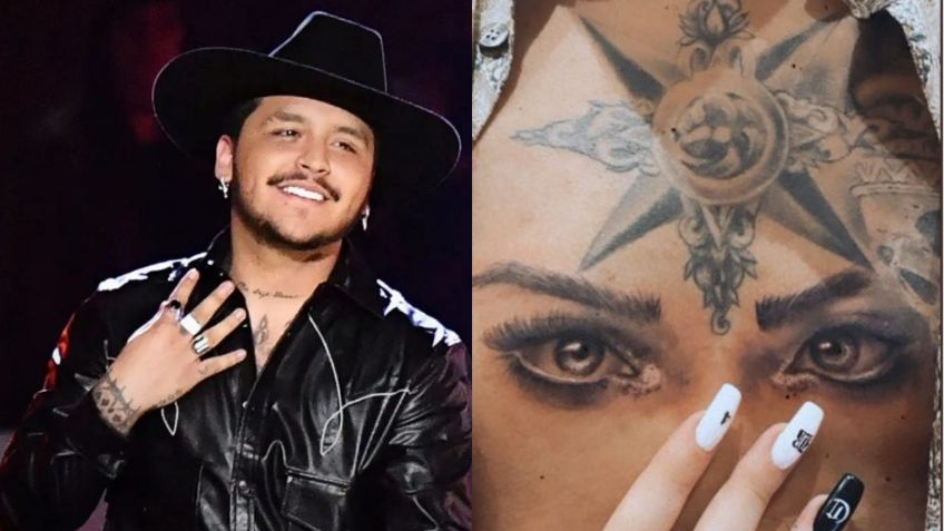 ¿Adiós amor? Christian Nodal borra de su pecho el tatuaje de los ojos de Belinda | VIDEO