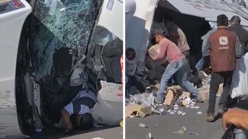 Pobladores de Veracruz dejan morir a conductor de tráiler para hacer rapiña: VIDEO