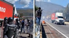 Tensión en la caseta de Palo Blanco: manifestantes de Ayotzinapa estrellan camión contra puesto de alimentos