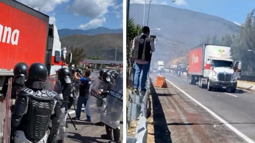 Tensión en la caseta de Palo Blanco: manifestantes de Ayotzinapa estrellan camión contra puesto de alimentos