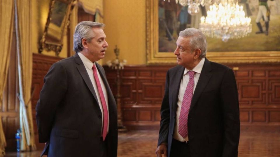 AMLO y Alberto Fernández en su visita a México.