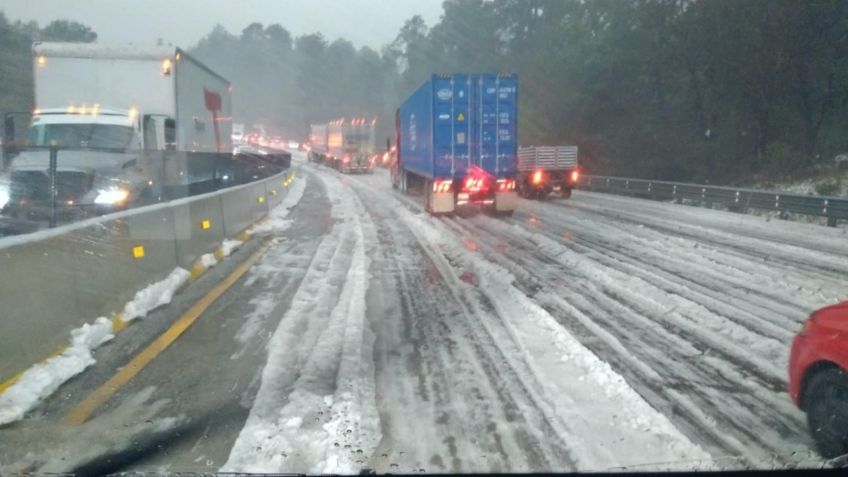 México-Puebla: Caída de granizo provoca afectaciones viales