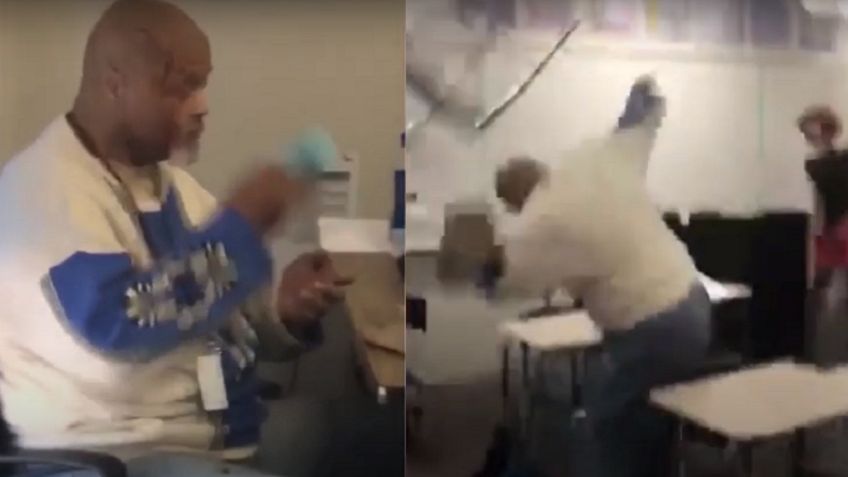 Estudiante le AVIENTA una silla a su profesor en Texas y éste le responde con otro SILLAZO: VIDEO