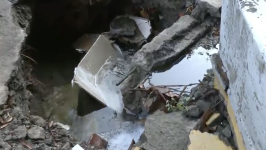 Fuga de agua causa socavón en la colonia Narvarte: VIDEO