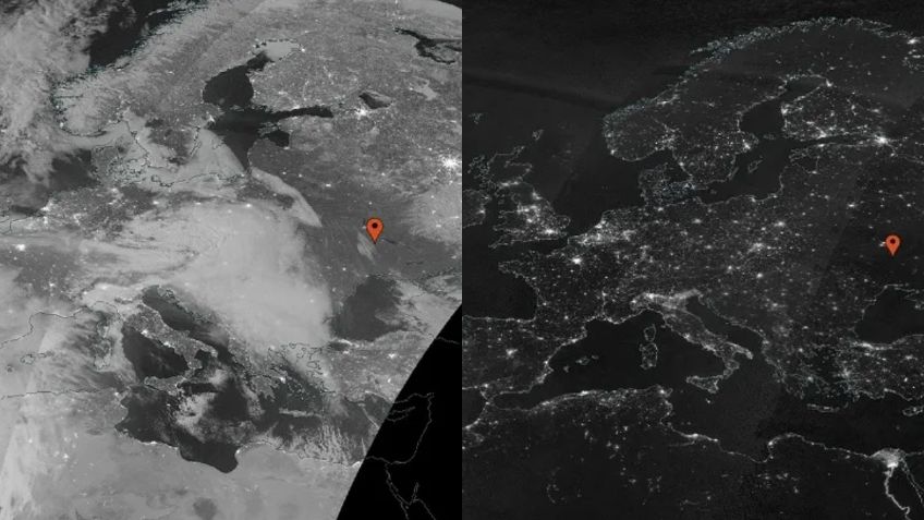 NASA: Imágenes satelitales muestran como Ucrania se queda a oscuras desde la invasión de Rusia