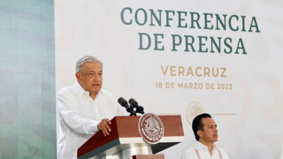 El presidente López Obrador durante su conferencia desde Coatzacoalcos. FOTO: Presidencia