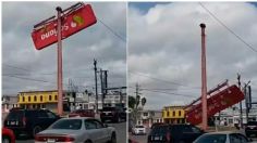 "Al Audi, papá": el tenso momento en que cae un espectacular y aplasta a un auto de lujo en Matamoros