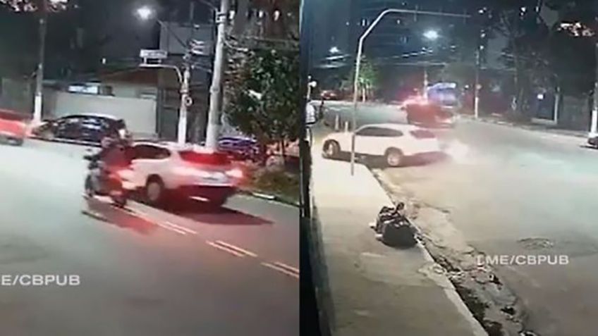 IMÁGENES FUERTES VIDEO: Mujer atropella a dos motociclistas para evitar asalto