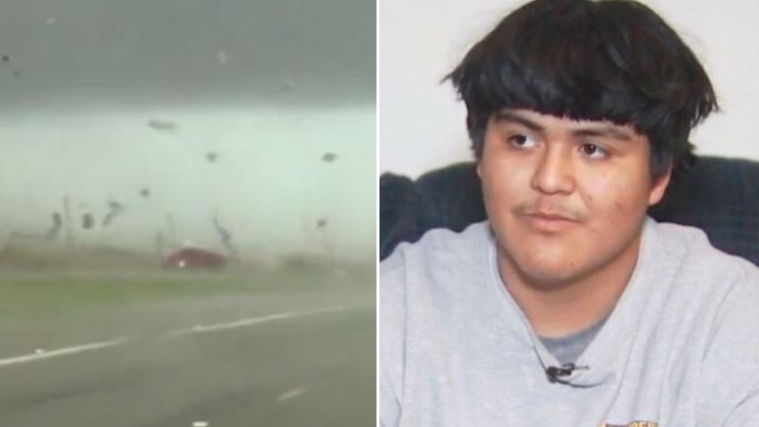 Tornado arrastra camioneta conducida por un adolescente y se salva de milagro: VIDEO