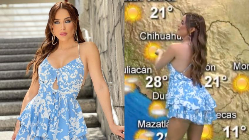 Cynthia Rodríguez debuta como la chica del clima de VLA; sufre accidente y enseña de más | VIDEO