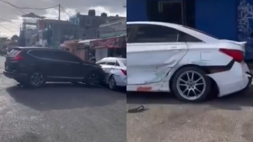 Mujer estrella su camioneta contra el auto de su esposo infiel tras enterarse de la traición