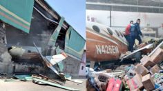 Las impactantes imágenes de la caída de una avioneta sobre una Bodega Aurrerá en Temixco