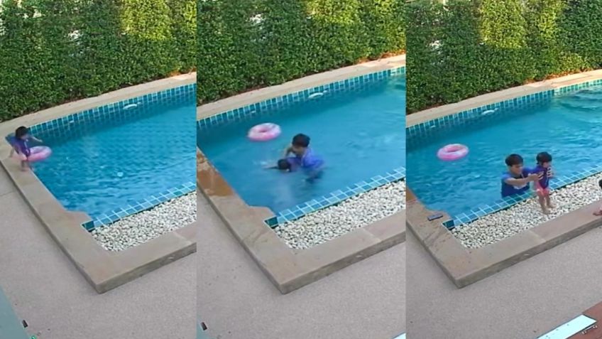 Niña de 10 años salva a su hermana que cae en piscina: VIDEO