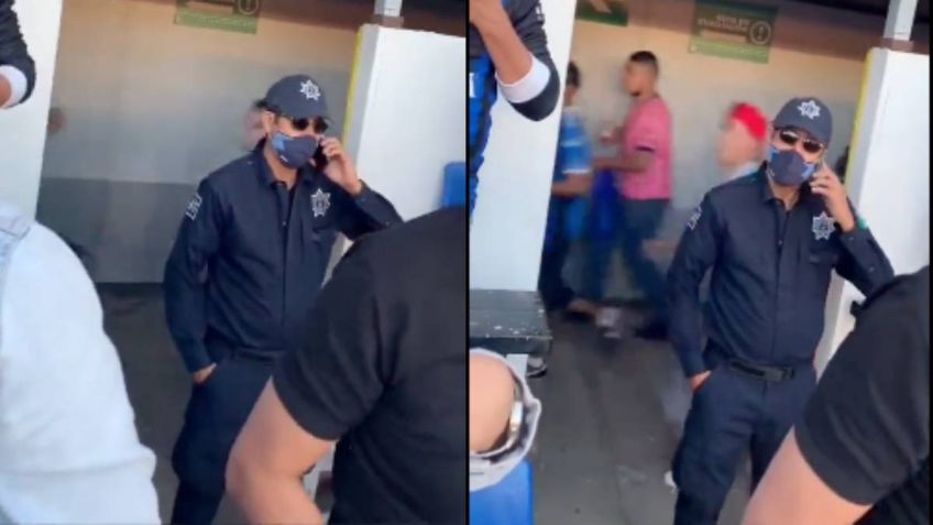 Ignoró la riña para hablar por teléfono: Exhiben a elemento de seguridad en el Atlas vs Querétaro | VIDEO