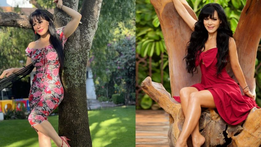 Desde la escalera, Maribel Guardia sorprende con ajustado vestido de primavera | FOTO