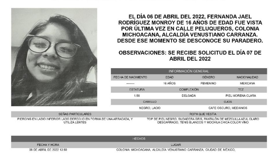 La menor de 16 años desapareció el pasado 6 de abril.