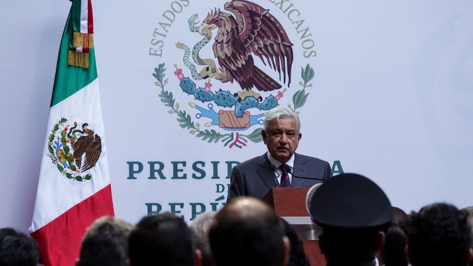 Andrés Manuel López Obrador durante el mensaje por los 100 días de su cuarto año de gobierno en Palacio Nacional