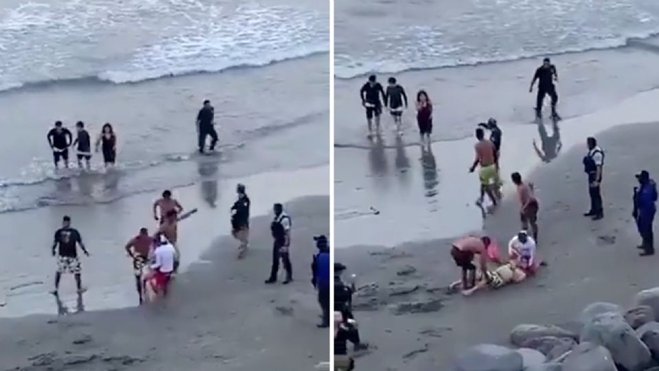 El hombre junto a su hijo entraron a nadar en la Playa Hermosa