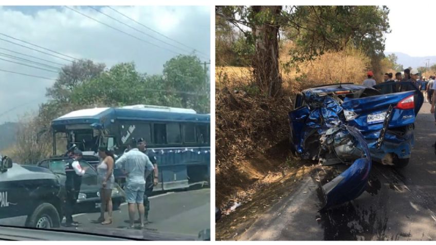 Choca autobús en Malinalco, deja vehículos afectados y al menos una decena heridos