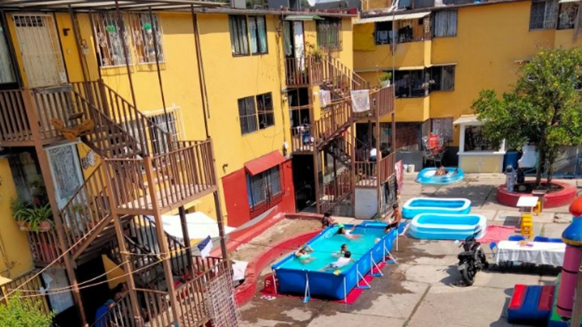 ¡Mueran de envidia! Vecinos de Tepito "inauguran" parque acuático en unidad habitacional | VIDEO