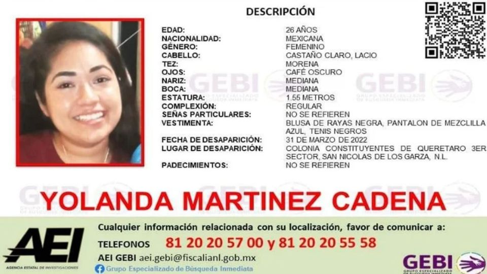 La última vez que se le vio a Yolanda Martínez fue el 31 de marzo, ese día salió a buscar trabajo y no regresó.