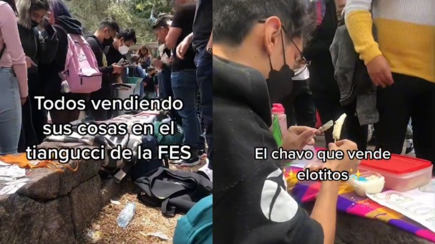 Joven enternece a internautas vendiendo elotes miniatura en tianguis de la FES Acatlán | VIDEO