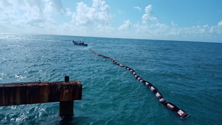 Instalan barreras de contención antisargazo en Playa del Carmen, Puerto Morelos y Mahahual