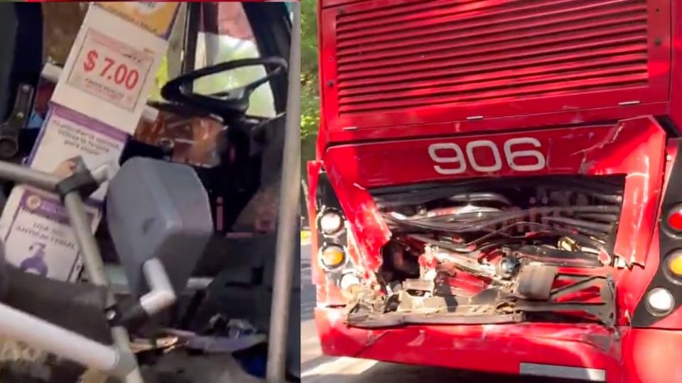 La parte delantera del camión de pasajeros quedó casi destruida, mientras que la parte trasera de la unidad del Metrobús quedó sumida.