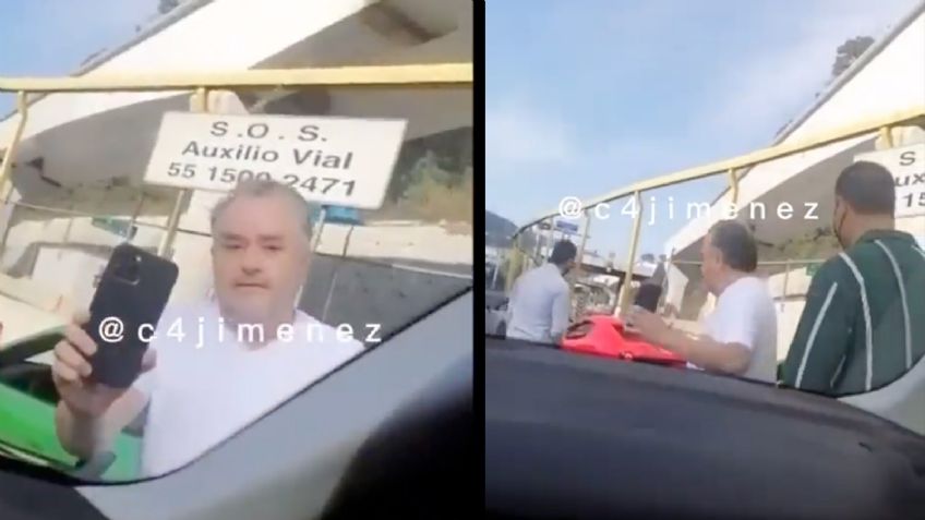 ¡Con todo y guaruras! Conductor de un auto de lujo agrede a otro automovilista | VIDEO