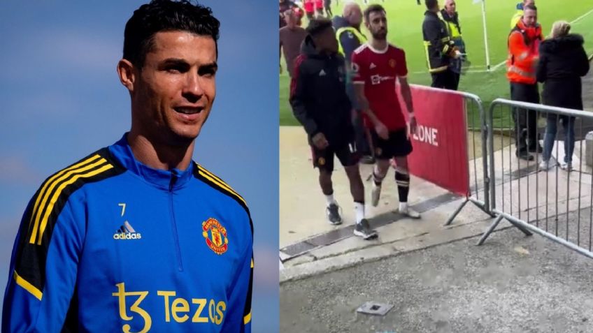 Cristiano Ronaldo arroja el celular de un fan al piso tras perder contra Everton | VIDEO