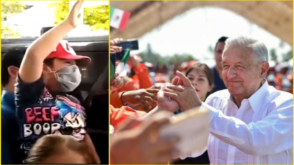 El menor se hizo presente durante la gira del presidente por Tabasco