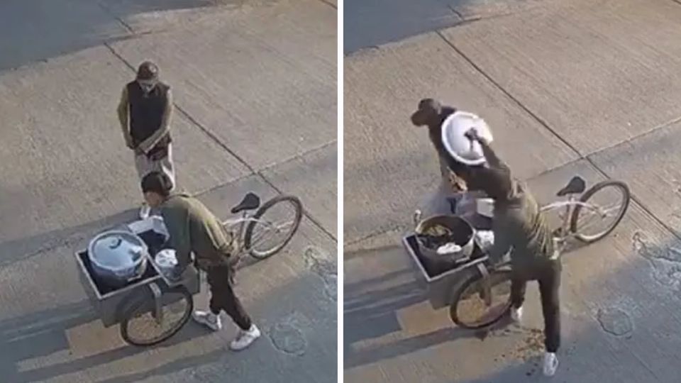 El delincuente amenazó al comerciante con un arma blanca.