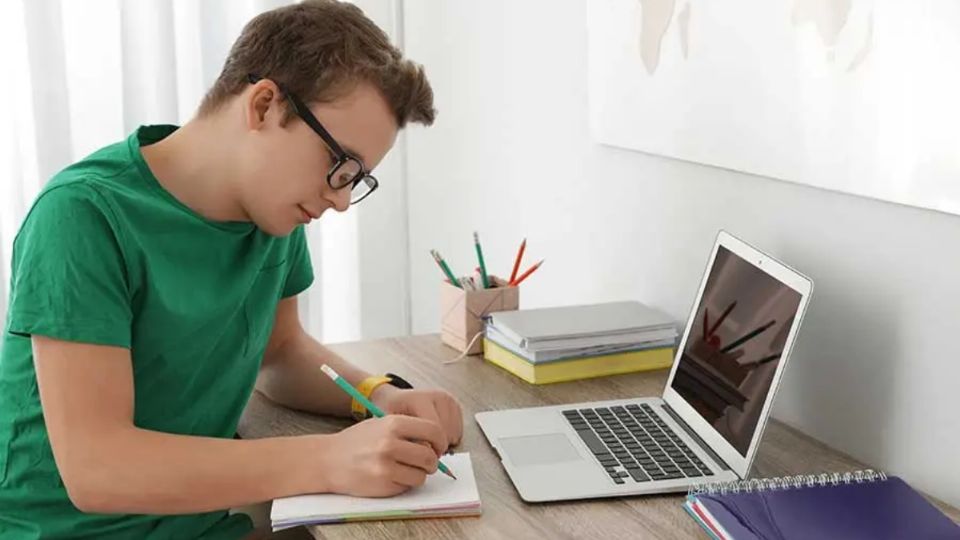 Imagen ilsutrativa de estudiante tomando clases a distancia.