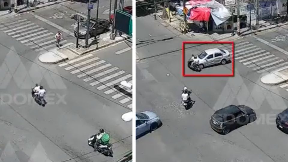 Alcance entre una motocicleta y un auto en límites del EdoMex y CDMX