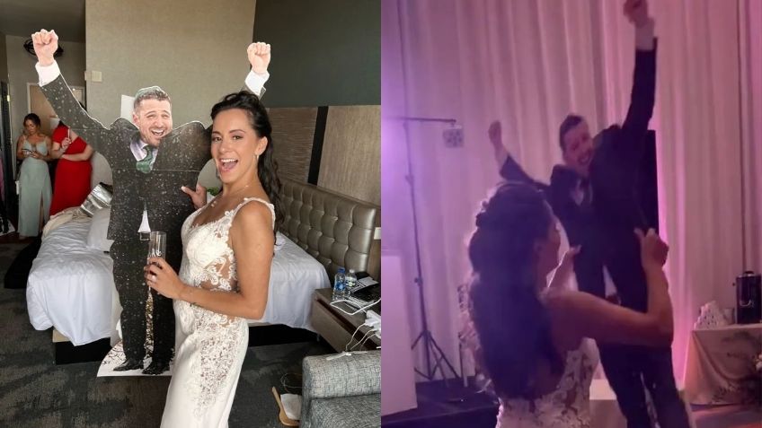 Mujer baila en su boda con figura de cartón de su esposo y se hace viral: "No era lo que esperábamos" | VIDEO