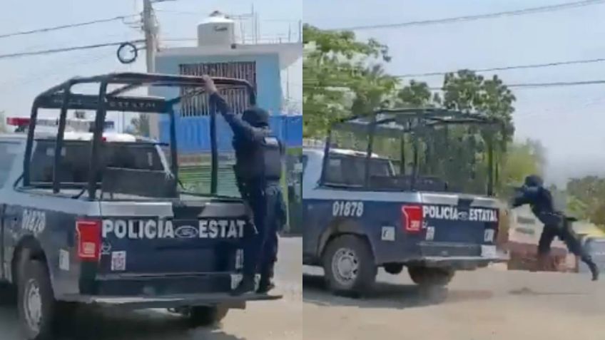 Policía sale volando de patrulla en Oaxaca mientras se llevaban a presunto feminicida | VIDEO