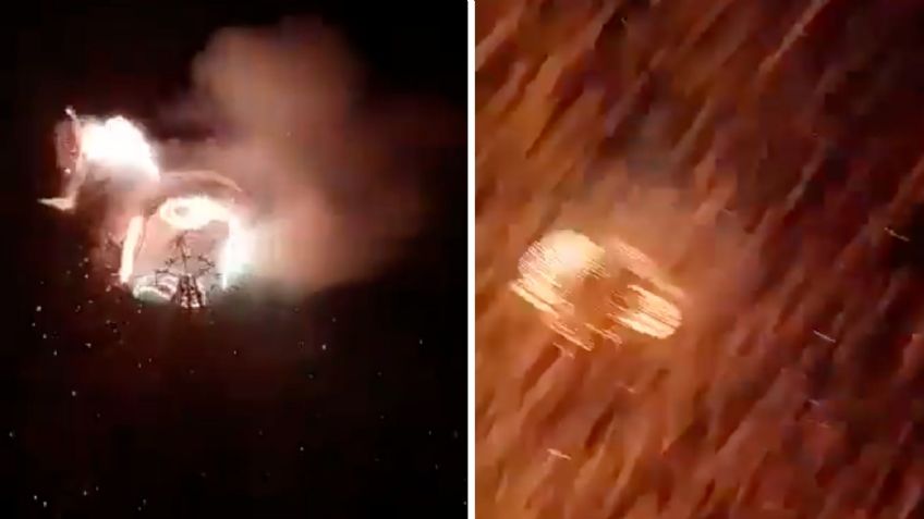 ¡De miedo! Corona de pirotecnia se desprende de un castillo de fuegos artificiales y cae sobre asistentes en Edomex | VIDEO