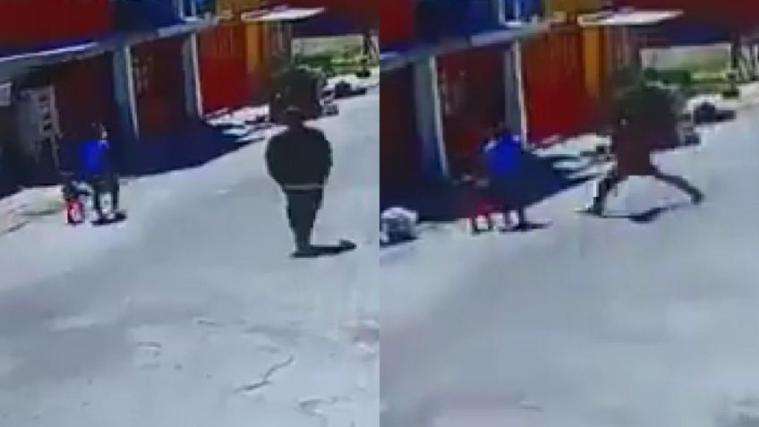 Puebla: Hombre patea brutalmente a mujer y niña en Cuautlancingo | VIDEO