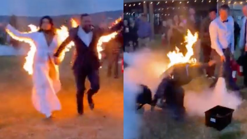 Novios se prenden fuego en plena boda tras decir sus votos y desatan polémica | VIDEO