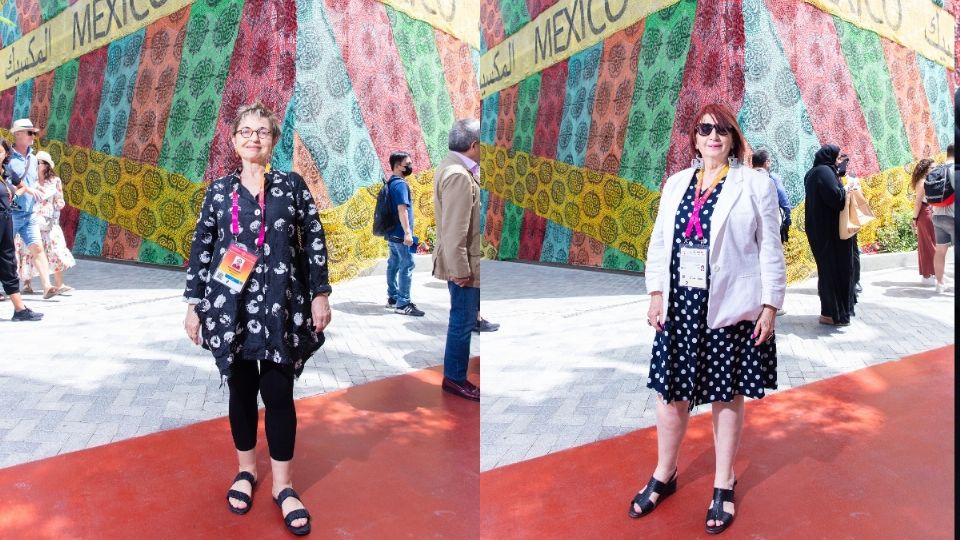 Marisol Schulz Manaut en la fachada del Pabellón de México en Expo 2020 Dubái