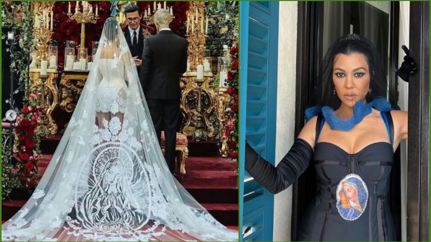 Con la virgen y encaje: Kourtney Kardashian desata debate por el diseño de su vestido de novia