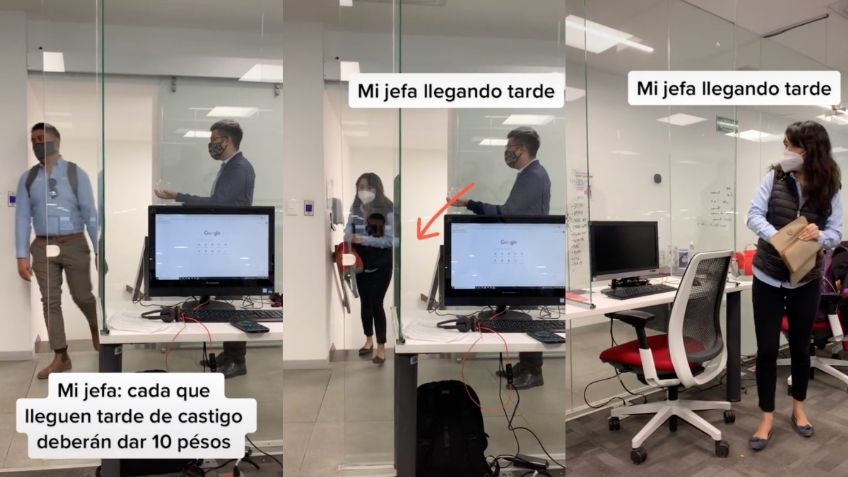 Jefa llega tarde al trabajo y empleados le aplican el mismo castigo que a ellos: VIDEO de TikTok se vuelve viral