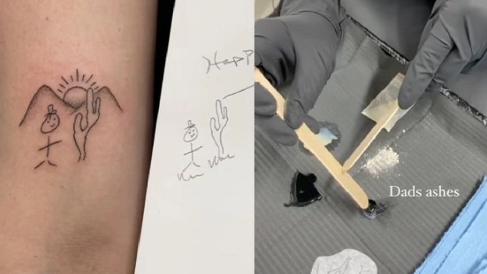 Además de utilizar cenizas en la tinta, la tatuadora realiza su trabajo con la técnica ‘handpoke’.
