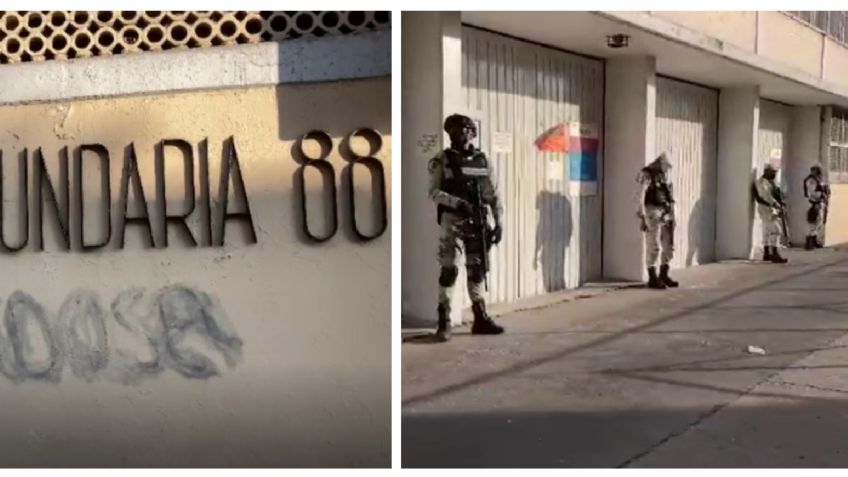 Guardia Nacional resguarda la Secundaria 88, tras amenazas de un menor en redes sociales