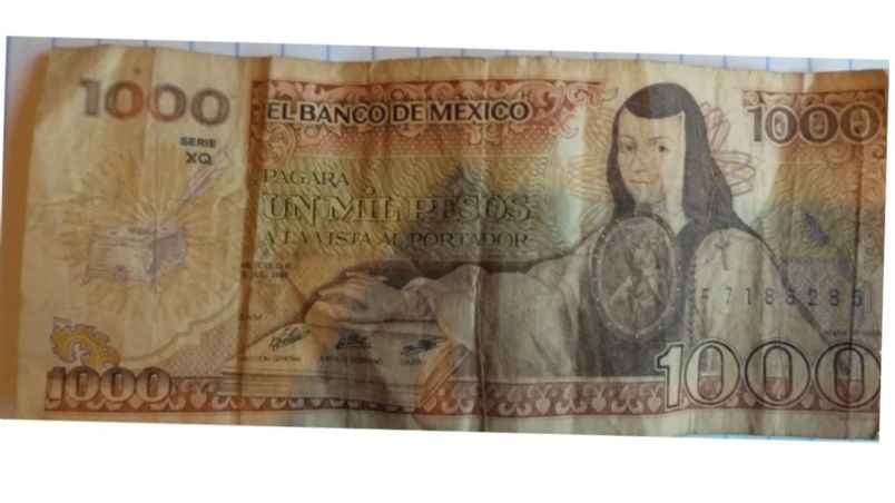 Billete de 1,000 pesos de 1985